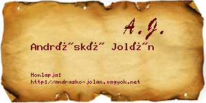 Andráskó Jolán névjegykártya
