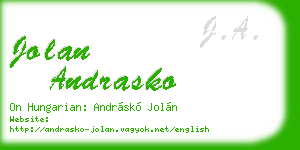 jolan andrasko business card