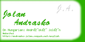 jolan andrasko business card